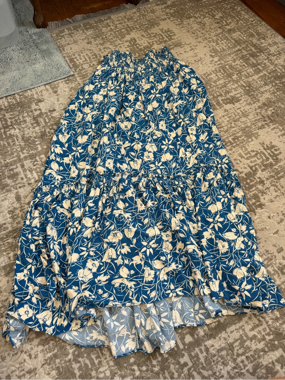 Free People Way Of The Wind Teal Blue Floral Tiered Maxi Skirt XS - Picture 13 of 16